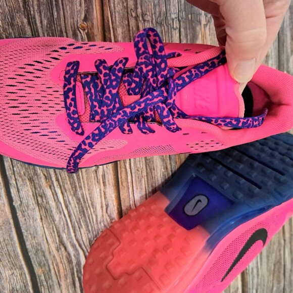 Nike Air Max Women's Bright Pink Running shoes 6Y or 7.5 Women's Leopard Laces - Picture 8 of 8